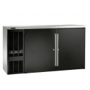 Perlick DZS60_BLSDC_RR 60 Inch Dual-Zone Back Bar Refrigerated Beer and Wine Storage Cabinet With 2 Black Vinyl Doors and Left Condensing Unit