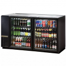 True TBB-24GAL-60G-HC-LD 60" Black Narrow Glass Door Back Bar Refrigerator with Galvanized Top and LED Lighting