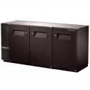 True TBB-24GAL-72-HC 72" Black Narrow Under Bar Refrigerator with Galvanized Top and Three Solid Doors