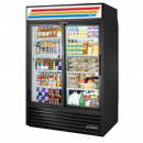 True GDM-47RL-HC-LD 54 1/8" Black Two Section Sliding Glass Door Rear Load Refrigerated Merchandiser - 115V