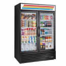 True GDM-49-HC~TSL01 54 1/8" Black Two Section Glass Door Refrigerated Merchandiser with LED Lighting - 115V