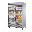 True T-49G-4-HC~FGD01 54-1/8" T Series Reach-In 2-Section Refrigerator With 4 Glass Half Doors With Aluminum Interior And 6 PVC Coated Shelves, 115 Volts