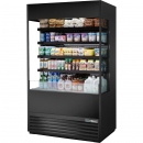 True TOAM-48GS-HC~NSL01 Black 48" Wide Glass-Sided Non-Standard-Look R290 Hydrocarbon Open Vertical Air Curtain Refrigerated Merchandiser, 208-230V 1 1/2 HP