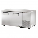 True TUC-60-32F 60" Wide 2-Solid Door Deep Undercounter Freezer