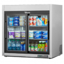 True TSD-09G-HC-LD 36" Stainless Steel Countertop Display Refrigerator with Sliding Doors - 115V