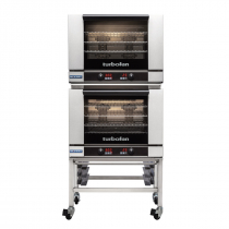 Moffat E28D4/2C 31-7/8" Turbofan Full-Size Digital/Electric Double Stack Convection Oven With Porcelain Oven Chamber On 3" Castor Base Stand, 208V or 220-240V