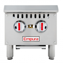 Empura EHP-2 12" Stainless Steel Heavy Duty Gas Hot Plate with Two Burners, 50,000 BTU