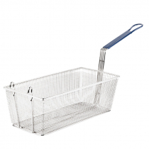 Empura FBR-13558 Blue Handle 13 1/4" x 5 5/8" x 5 5/8" Fryer Basket With Front Hook