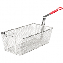 Empura FBR-13612 Red Handle 12 7/8" x 6 1/2" x 5 3/8" Fryer Basket With Front Hook