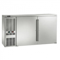 Perlick DZS60_SSLSDC_RR 60 Inch Dual-Zone Back Bar Refrigerated Beer and Wine Storage Cabinet With 2 Stainless Steel Doors and Left Condensing Unit