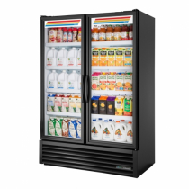 True FLM-54~TSL01 Black Full Length 53-7/8" Two Section Refrigerated Merchandiser - 115V