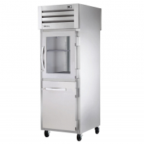 True STA1RPT-1HG/1HS-1S-HC 27.5" Spec Series Pass-Thru 1-Section Refrigerator With 1 Glass And 1 Solid Half Door On Front And 1 Solid Door On Rear, Aluminum Interior And Chrome Shelves With Hydrocarbon Refrigerant, 115 Volts