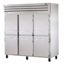 True STA3R-6HS 78" Spec Series Reach-In 3-Section Refrigerator With 6 Solid Half Doors, Aluminum Interior And Chrome Shelves, 115 Volts