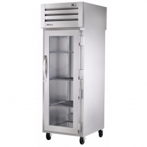 True STG1RPT-1G-1S-HC 27.5" Spec Series Pass-Thru 1-Section Refrigerator With 1 Glass Door On Front And 1 Solid Door On Rear, Aluminum Interior And PVC Wire Shelves With Hydrocarbon Refrigerant, 115 Volts