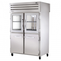 True STG2RPT-2HG/2HS-2S-HC 53" Spec Series Pass-Thru 2-Section Refrigerator With 2 Glass And 2 Solid Half Doors On Front And 2 Solid Doors On Rear, Aluminum Interior And PVC Wire Shelves With Hydrocarbon Refrigerant, 115 Volts