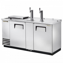 True TDD-3CT-S-HC 70" Stainless Steel Three Keg Club Top Kegerator Beer Dispenser with Two Taps