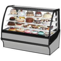 True TDM-R-59-GE/GE-S-W 59" Stainless Steel Refrigerated Curved Glass Display Merchandiser