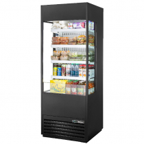 True TOAM-30GS-HC~NSL01 Black 30" Wide Glass-Sided Non-Standard-Look R290 Hydrocarbon Open Vertical Air Curtain Refrigerated Merchandiser, 115V 3/4 HP