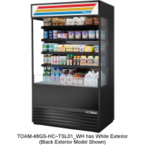 True TOAM-48GS-HC~TSL01 White 48" Wide Glass-Sided Standard-Look R290 Hydrocarbon Insulated Vertical Open Air Curtain Refrigerated Merchandiser, 208-230V 1 1/2 HP