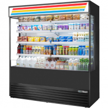 True TOAM-72GS-HC~TSL01 Black 72" Wide Glass-Sided Standard-Look R290 Hydrocarbon Insulated Vertical Open Air Curtain Refrigerated Merchandiser, 208-230V 2 1/4 HP