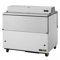 True TMC-49-DS-SS-HC 49" Two Sided Milk Cooler with White / Stainless Steel Exterior and Stainless Steel Interior