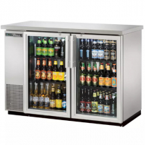 True TBB-24-48G-S-HC-LD 49" Stainless Steel Narrow Glass Door Back Bar Refrigerator with LED Lighting