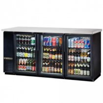 True TBB-24-72G-HC-LD 73" Black Narrow Glass Door Back Bar Refrigerator with LED Lighting