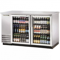 True TBB-2G-S-HC-LD 59" Stainless Steel Glass Door Back Bar Refrigerator with LED Lighting 