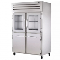 True STA2R-2HG/2HS-HC 53" Spec Series Reach-In 2-Section Refrigerator With 2 Glass And 2 Solid Half Doors, Aluminum Interior And Chrome Shelves, 115 Volts