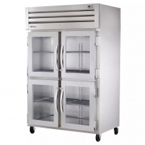 True STA2R-4HG-HC 53" Spec Series Reach-In 2-Section Refrigerator With 4 Glass Half Doors, Aluminum Interior And Chrome Shelves, 115 Volts