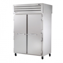 True STG2RPT-2S-2G-HC 53" Spec Series Pass-Thru 2-Section Refrigerator With 2 Solid Doors On Front And 2 Glass Doors On Rear, Aluminum Interior And PVC Wire Shelves With Hydrocarbon Refrigerant, 115 Volts