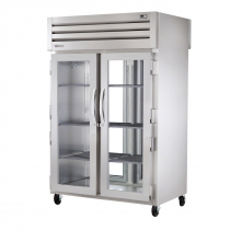 True STR2RPT-2G-2G-HC 2-Section 53" Wide Front/Rear 4-Glass Doors Pass-Thru Refrigerator