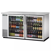 True TBB-24-60G-S-HC-LD Stainless Steel Narrow Glass Door Back Bar Refrigerator with LED Lighting