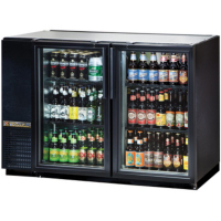 True TBB-24GAL-48G-LD 48" Black Narrow Glass Door Back Bar Refrigerator with Galvanized Top and LED Lighting