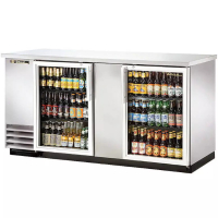 True TBB-3G-S-HC-LD 69" Stainless Steel Glass Door Back Bar Refrigerator with LED Lighting 