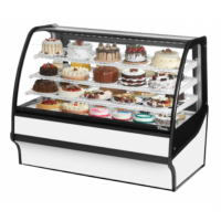 True TDM-R-59-GE/GE-W-W 59" White Refrigerated Display Curved Glass Merchandiser