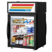 True GDM-05PT-HC~TSL01 Black Pass-Through Countertop Display Refrigerator with Swing Door - 115V