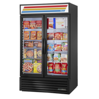 True GDM-43F-HC~TSL01 47 1/8" Black Glass Swing Door Merchandiser Freezer with LED Interior Lighting - 115V