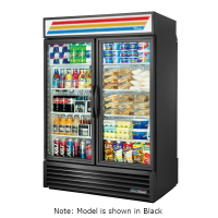 True GDM-49RL-HC~TSL01 54 1/8" White Two Section Rear Loading Glass Door Refrigerated Merchandiser with LED Lighting - 115V