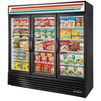 True GDM-72F-HC~TSL01 78 1/8" Black Glass Door Merchandiser Freezer with LED Lighting - 115V