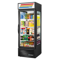 True GEM-23-HC~TSL01 27 1/2" Black Glass End Merchandiser with LED Interior Lighting - 115V
