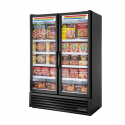 True FLM-54F~TSL01 Black Full Length 53-7/8" Two Section Freezer Merchandiser - 115V