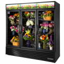 True GDM-72FC-HC~TSL01 78 1/8" Three Door Black Glass Floral Case with 6 Shelves and Hydrocarbon Refrigerant - 115V